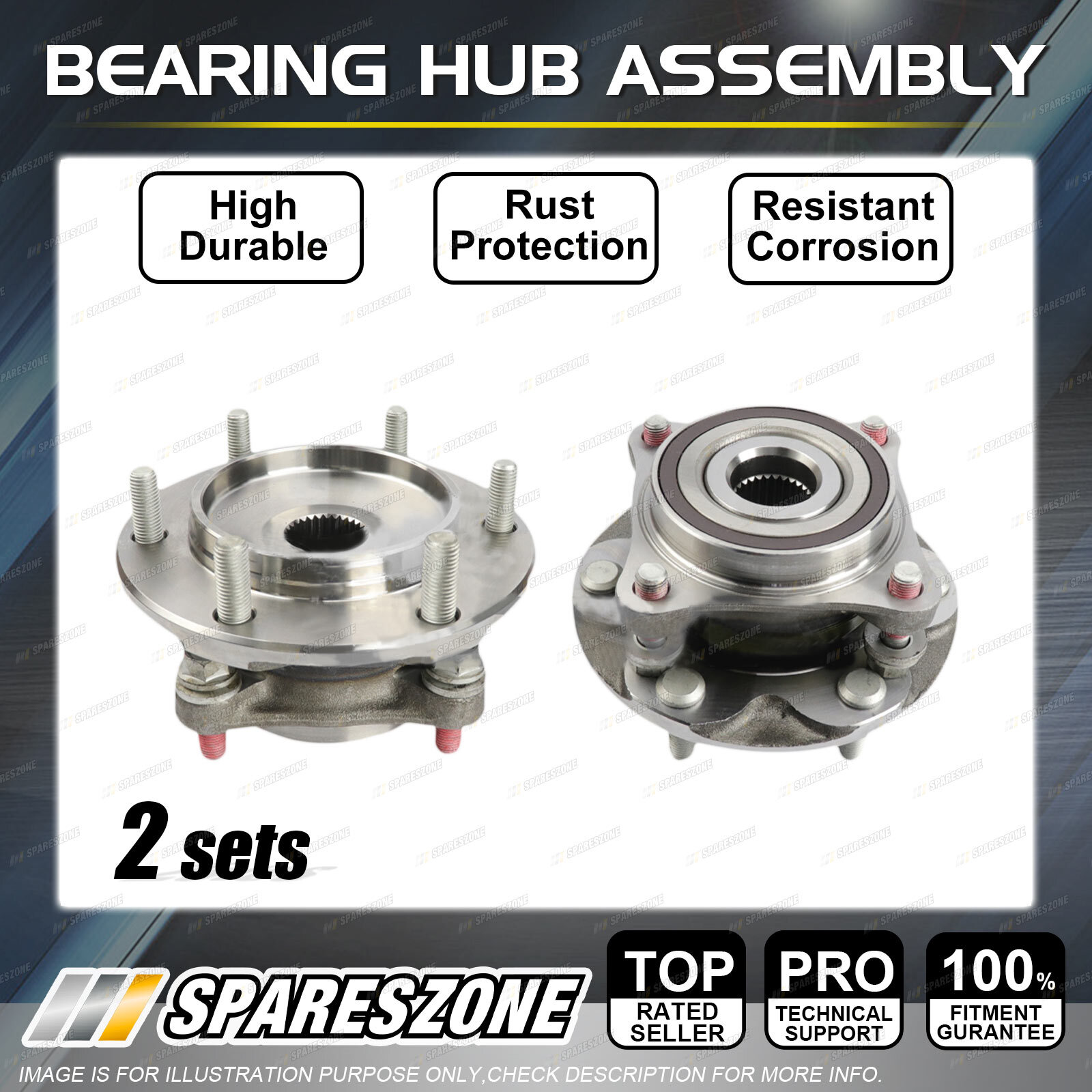 2 Front Wheel Bearing Hub Assembly for Toyota Landcruiser Prado 120 150