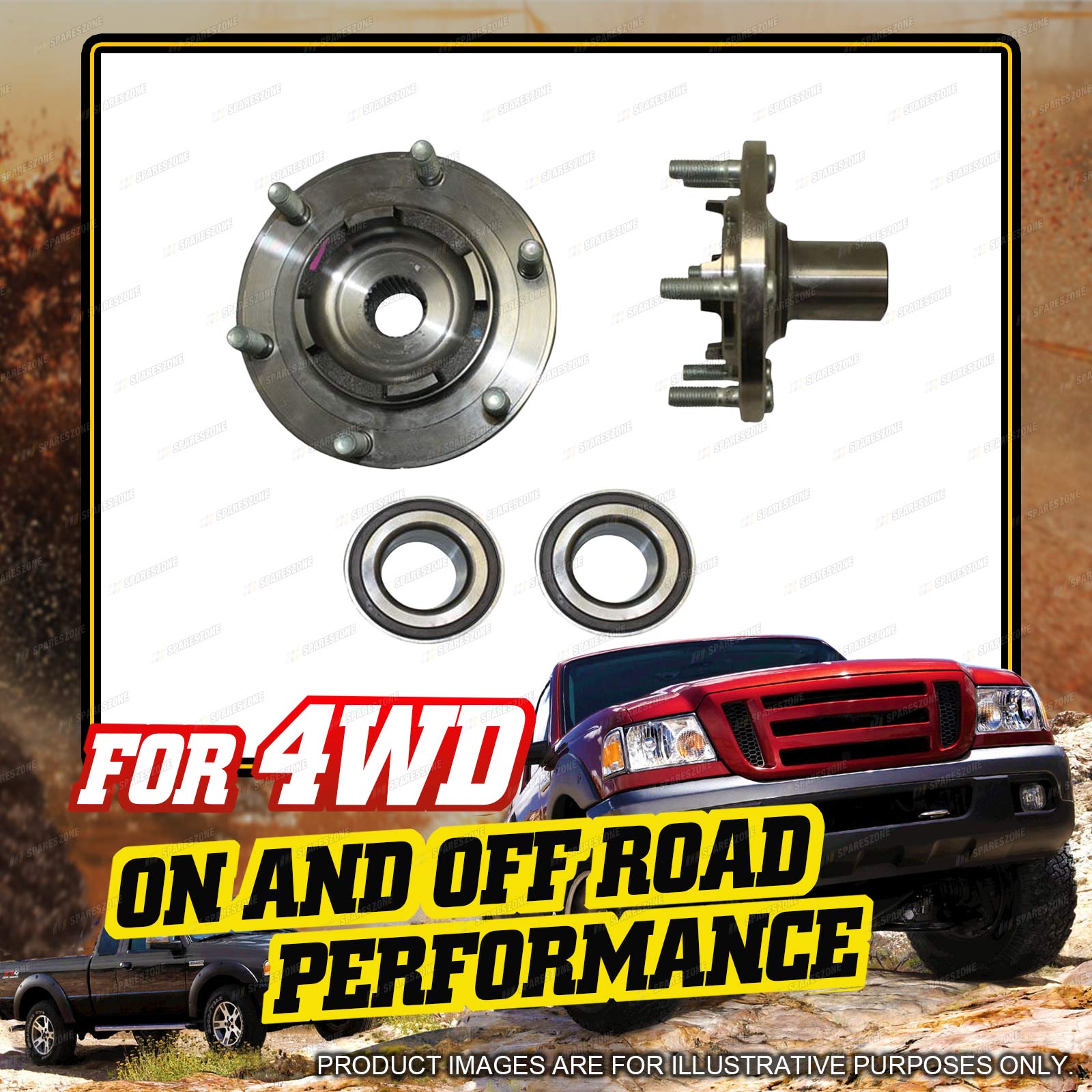 2 x Front Wheel Bearing Hub Assembly for Ford Ranger PX P5AT I5 P4AT I4