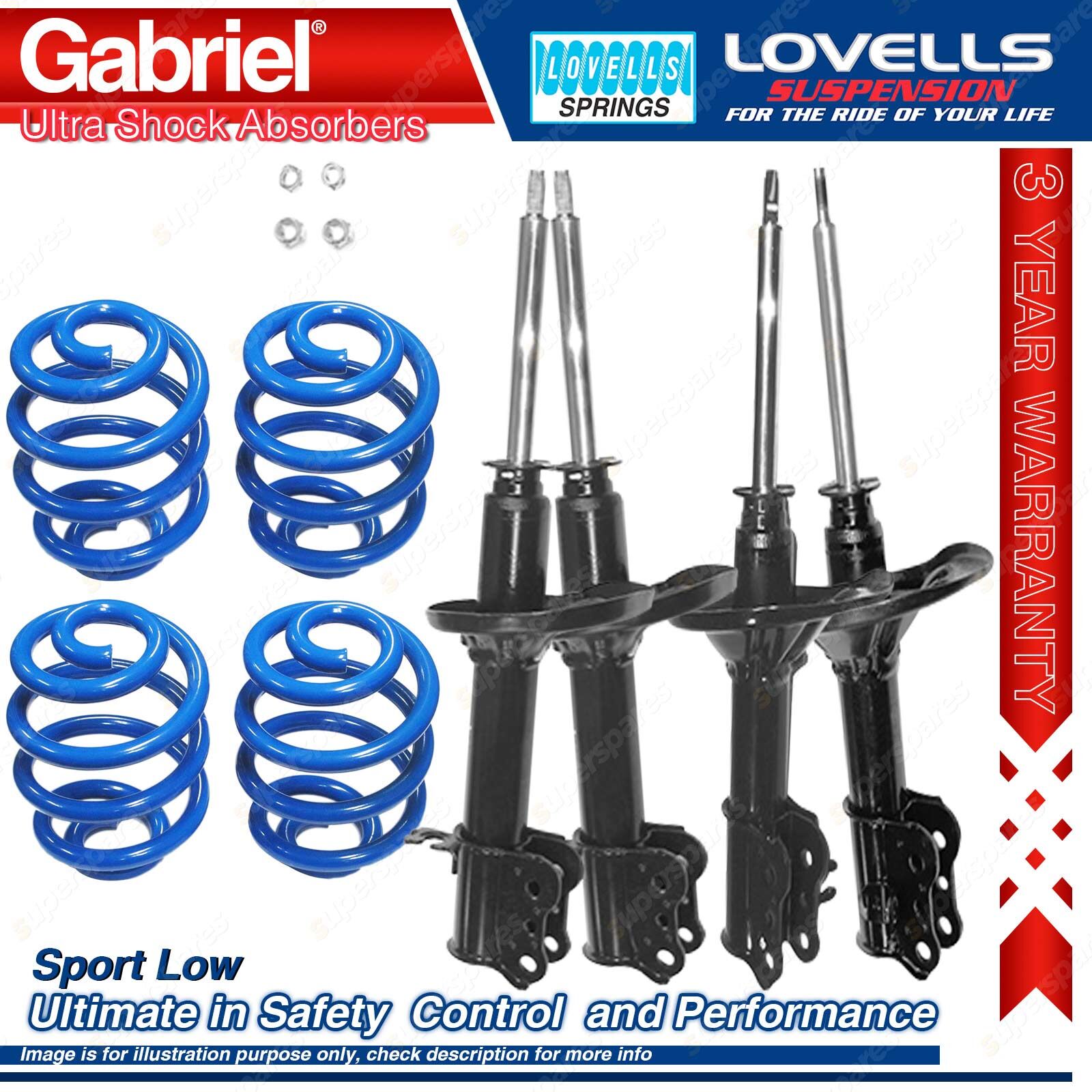 Front Rear Sport Low Gabriel Ultra Shocks + Coil Springs For Mazda 626