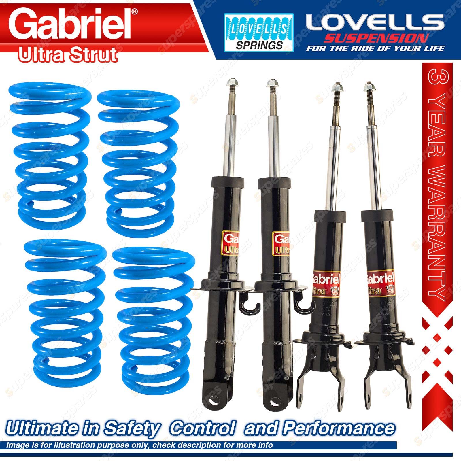 F + R Gabriel Ultra Shocks Coil Springs For Ford Falcon AU XR6 XR8 IRS