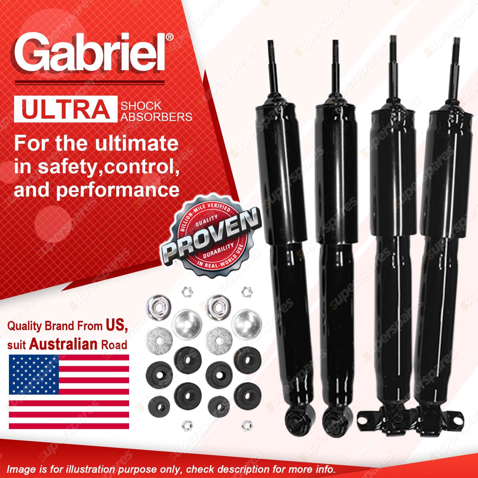 Gabriel Front + Rear Ultra Shock Absorbers for Chevrolet Corvette C4 89