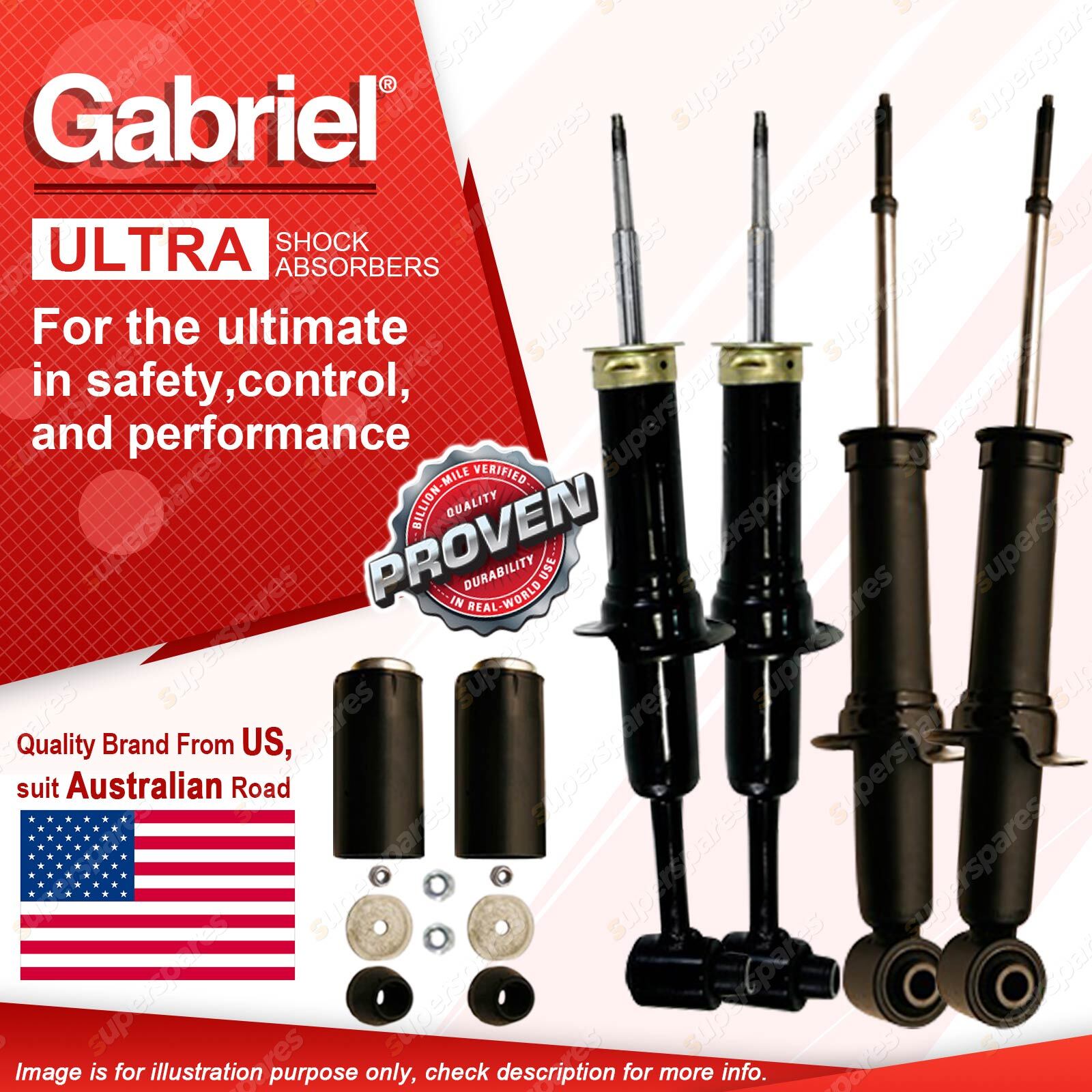 Gabriel Front + Rear Ultra Spring Seat Shocks for Ford