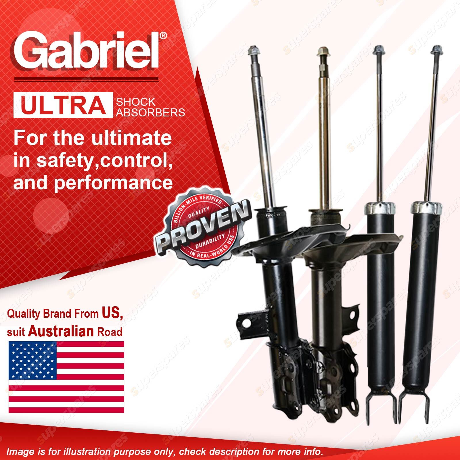 Gabriel Front + Rear Ultra Shock Absorbers for Hyundai Elantra HD 2.0L