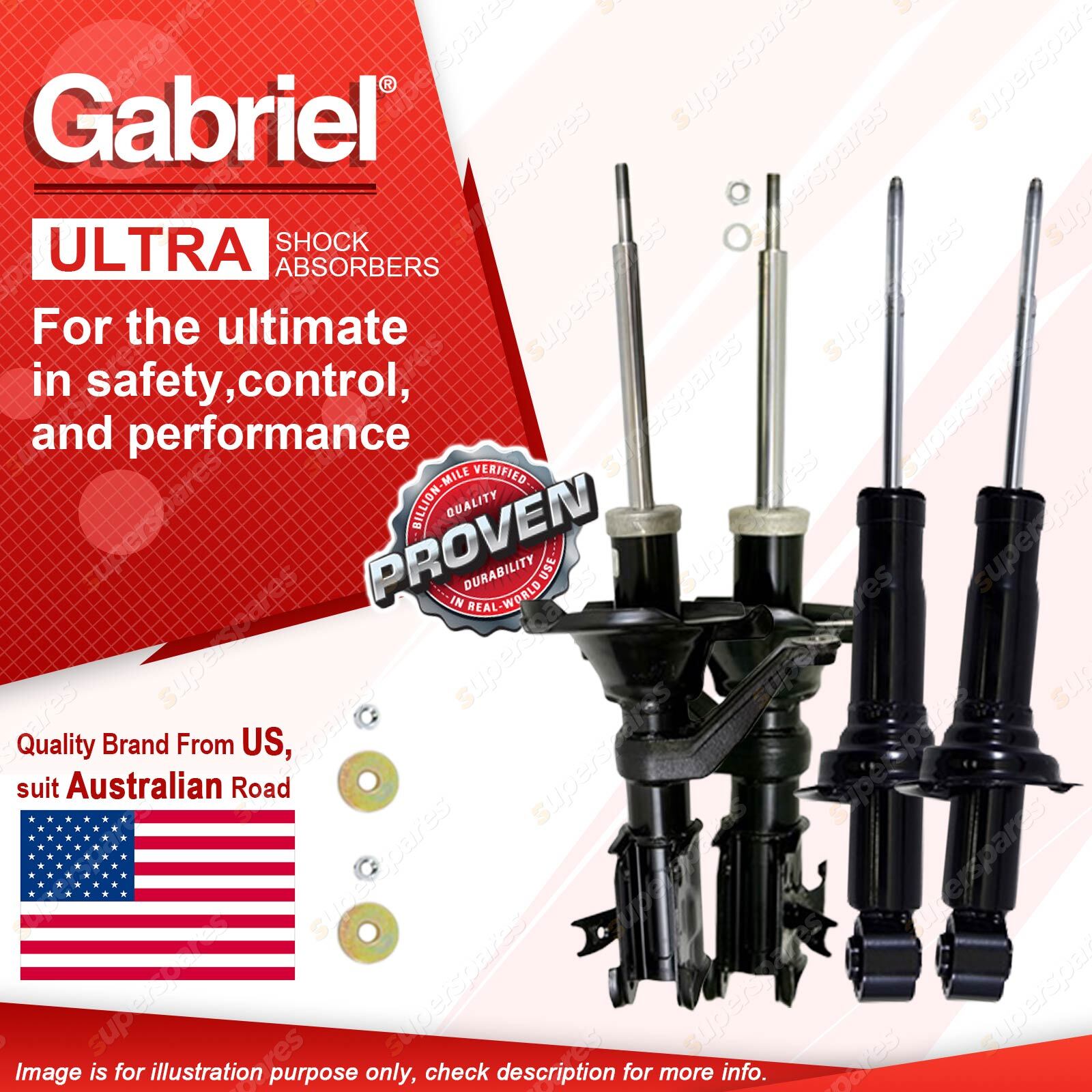 Gabriel Front + Rear Ultra Shock Absorbers for Honda Civic ES1 EU3