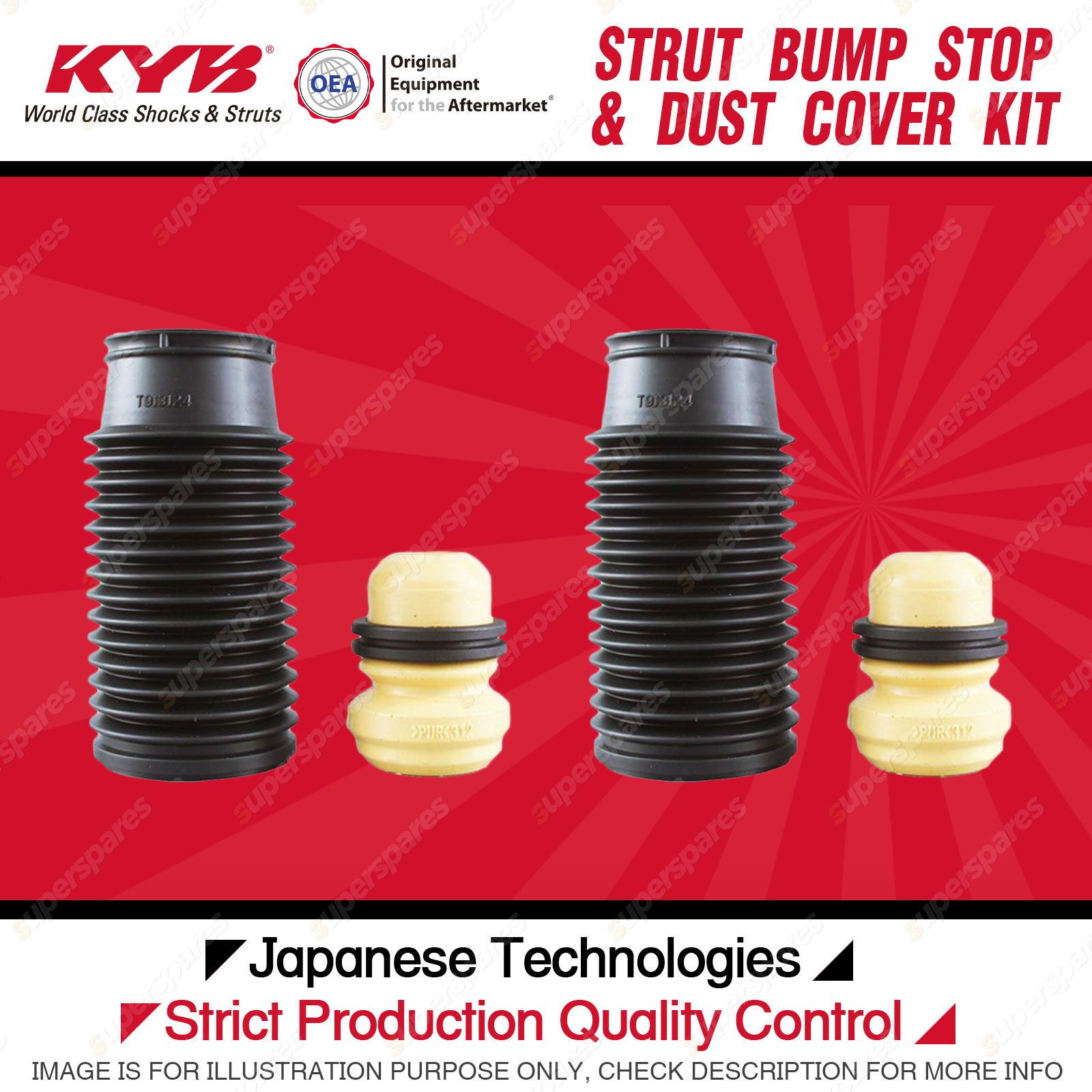 2x Front KYB Strut Bump Stop + Dust Cover Kit for Kia Sorento BL 3.5 V6