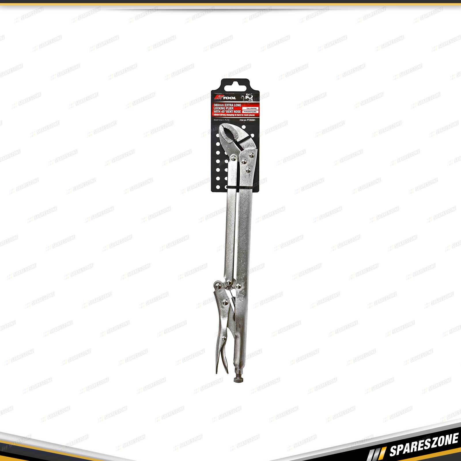 PK Tool 380mm Extra Long Locking Plier With 45 Degree Bent Nose Easy