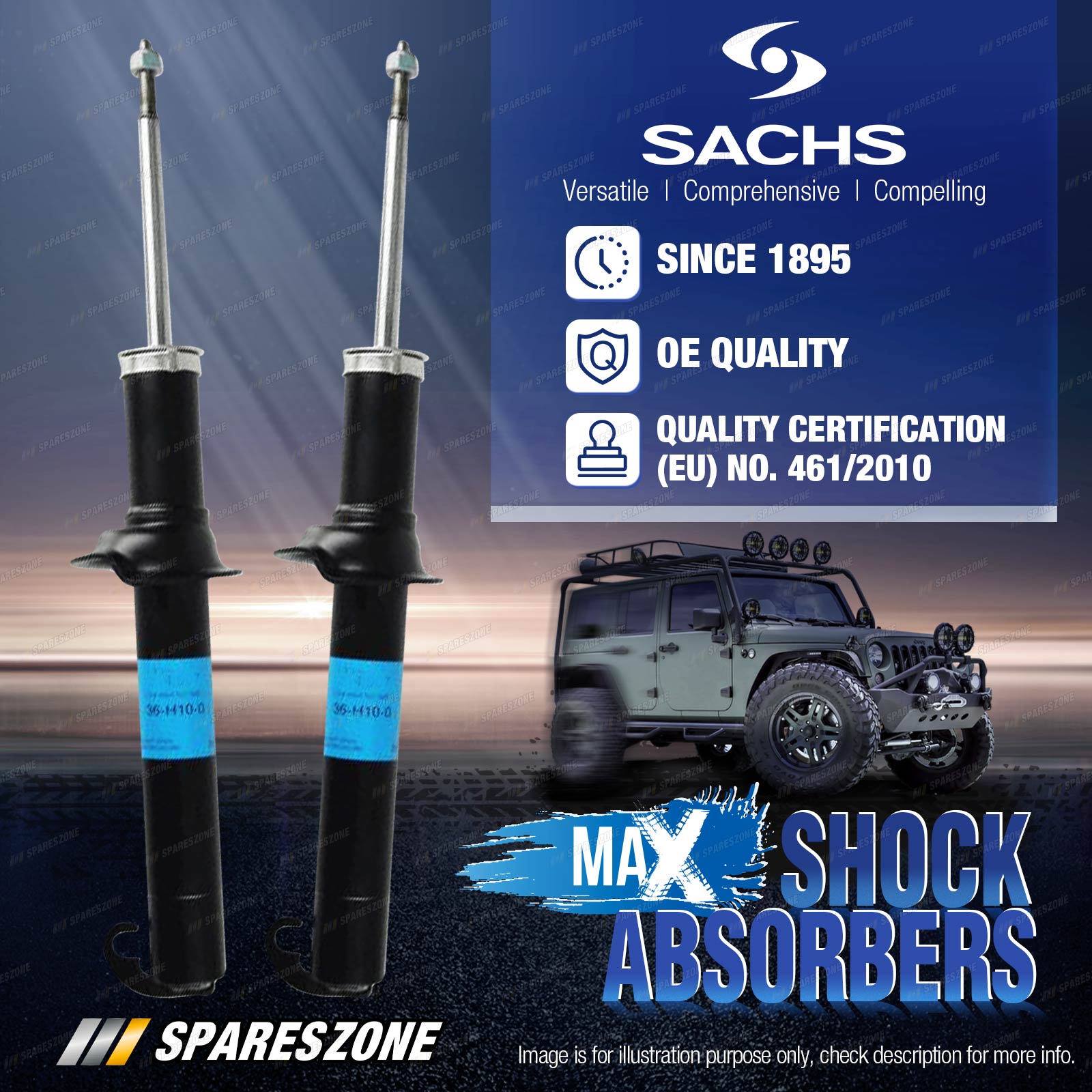 Rear Sachs Max Shock Absorbers for Jeep Grand Cherokee WK