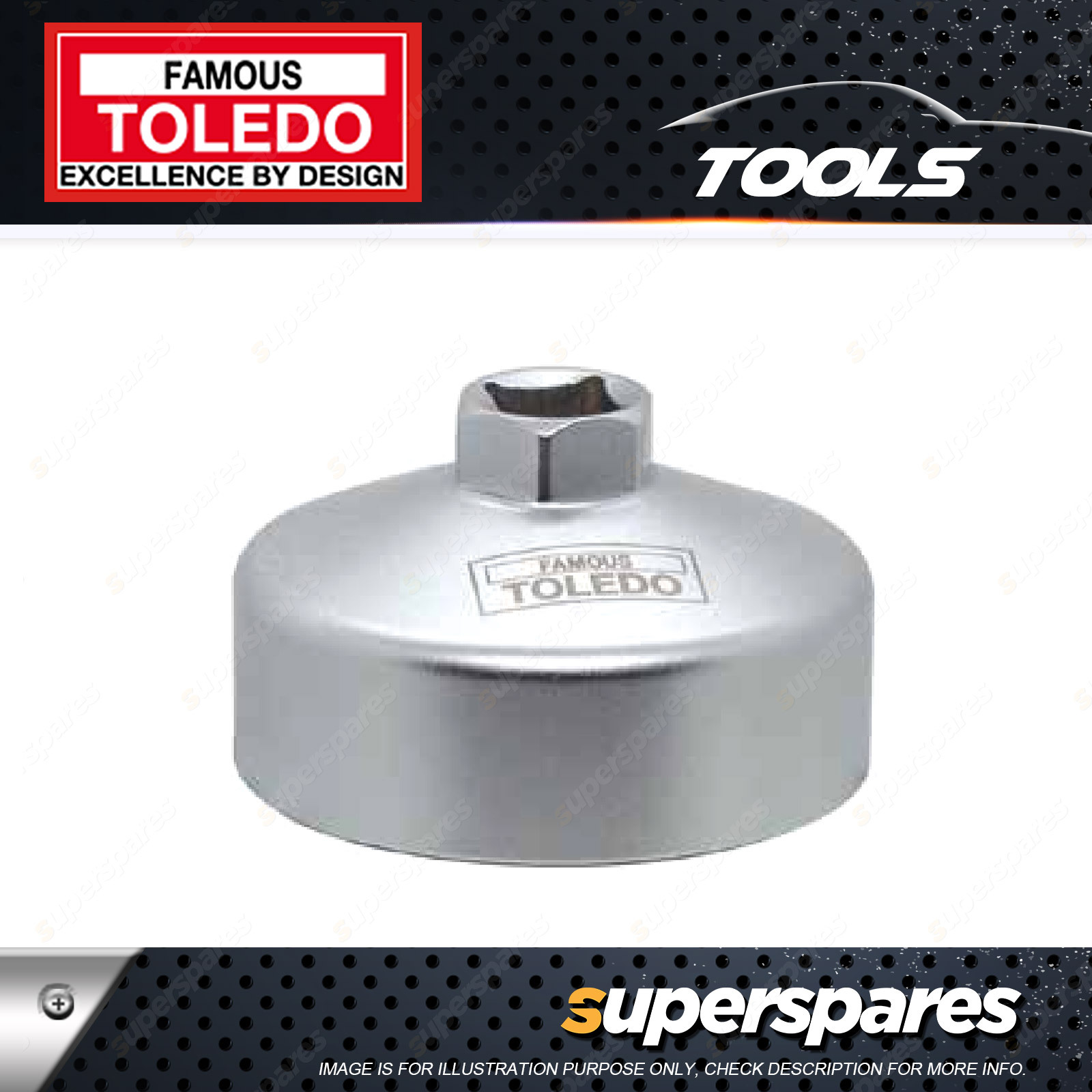 Toledo HD Oil Filter Cup Wrench 64.5mm 14 Flutes Aluminium Chrome Suit