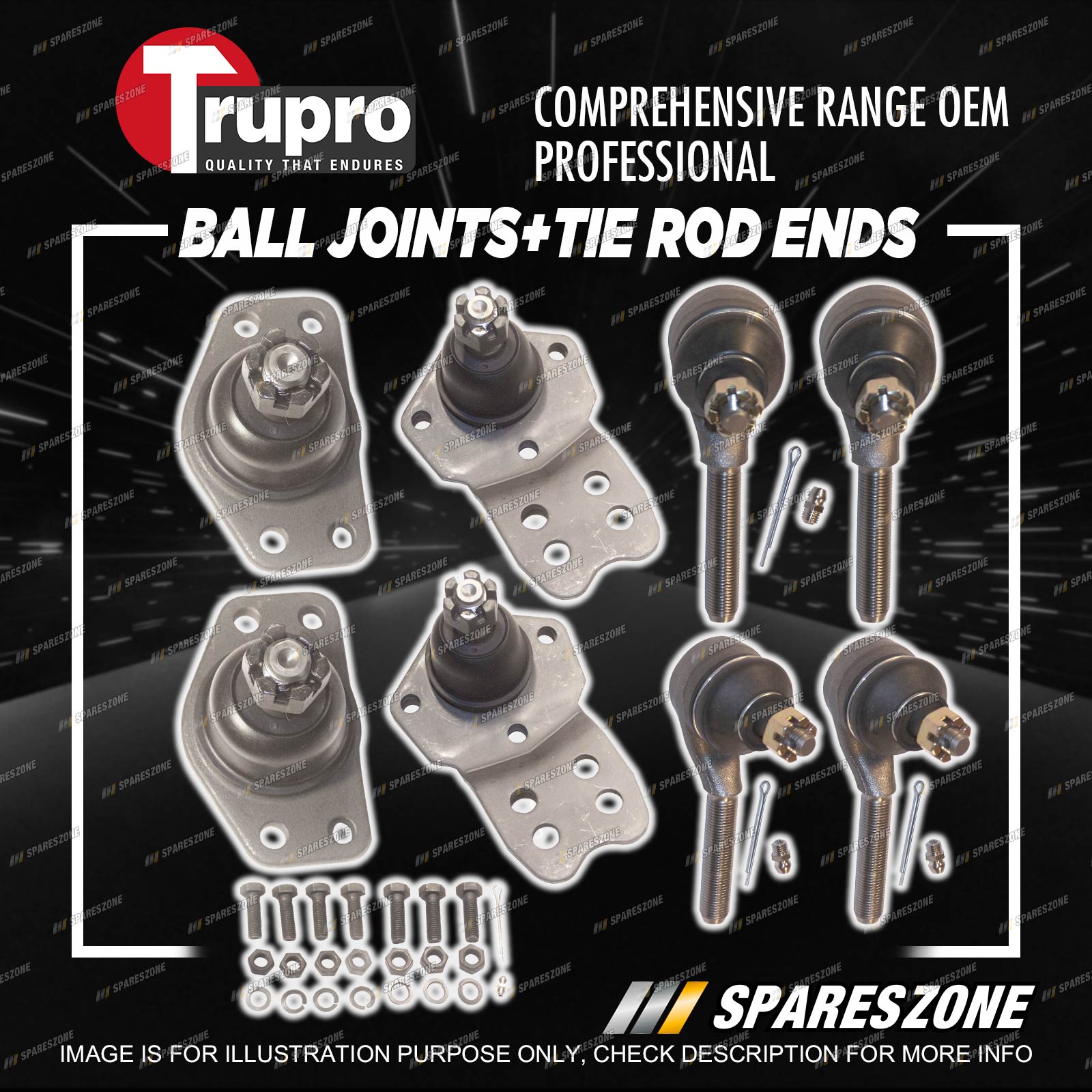 Trupro Ball Joint Tie Rod End Kit for Ford Mustang Coupe Fastback 1964