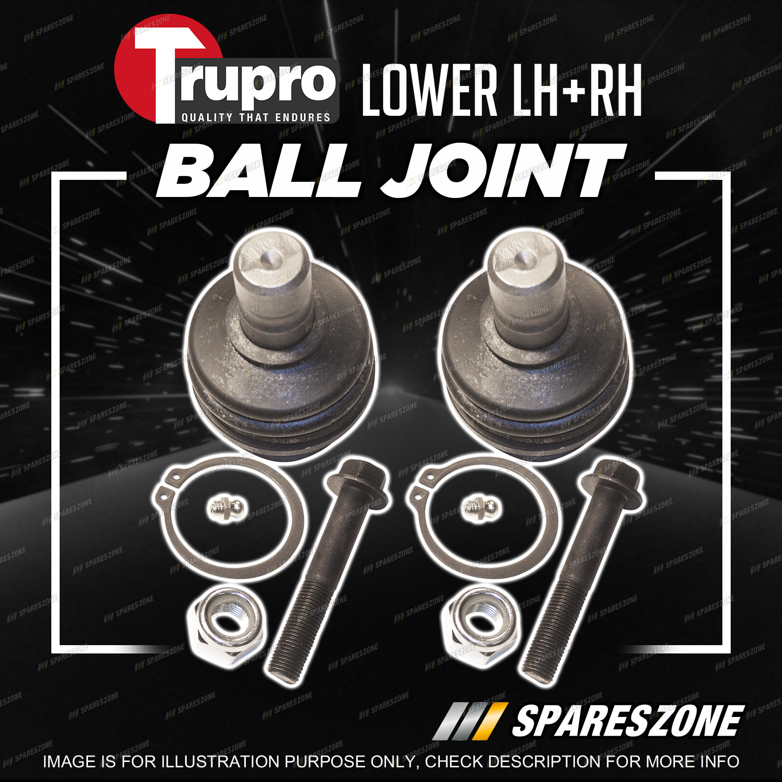 Pair Trupro Lower Ball Joints for Nissan Navara D40 Pathfinder R51 45