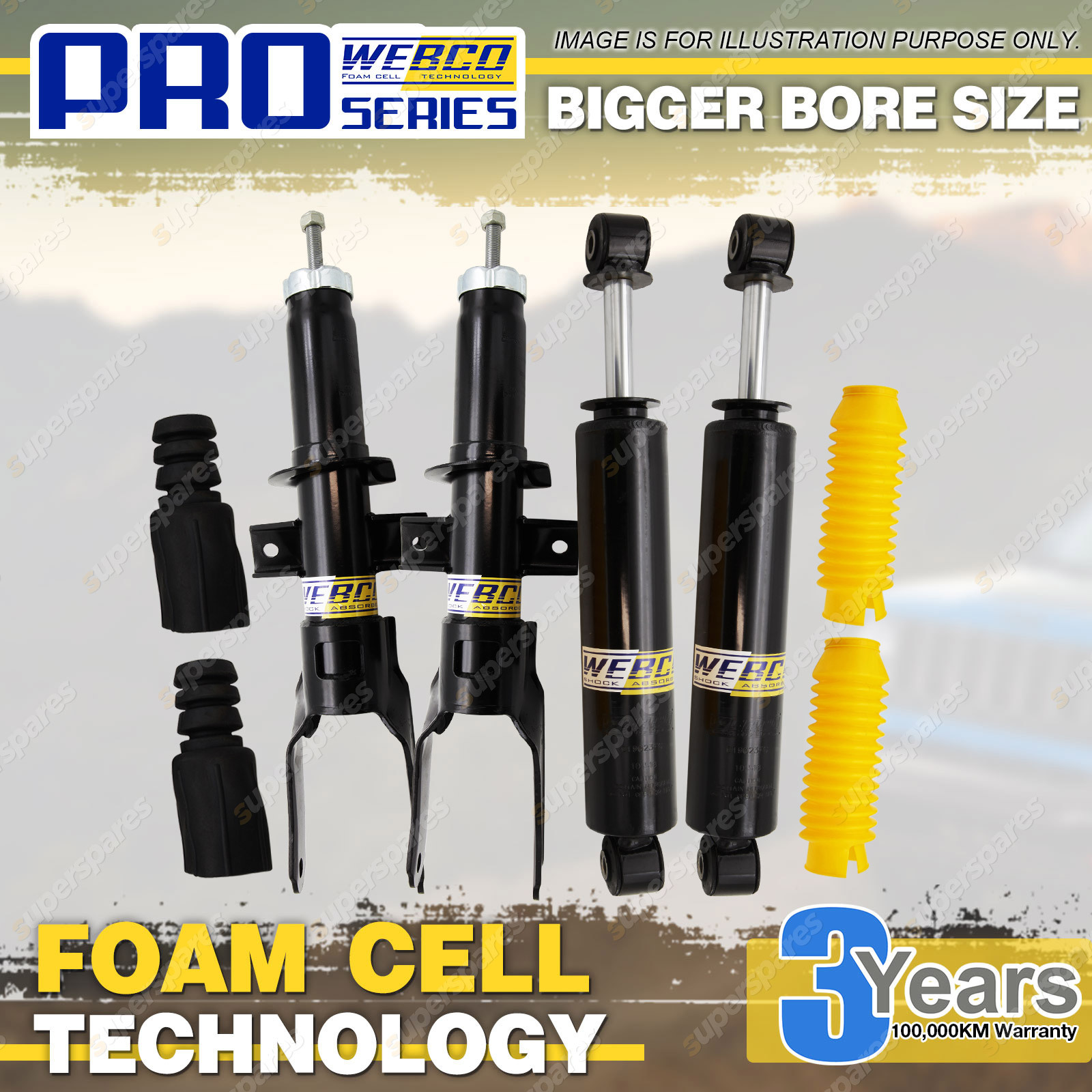 Front + Rear Webco Foam Cell Shock Absorbers for Volkswagen Amarok 2011
