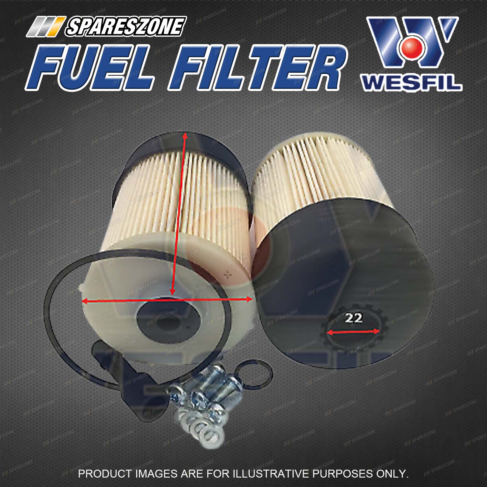 Wesfil Fuel Filter for Nissan Navara NP300 2.3L 4Cyl 16V DOHC Turbo