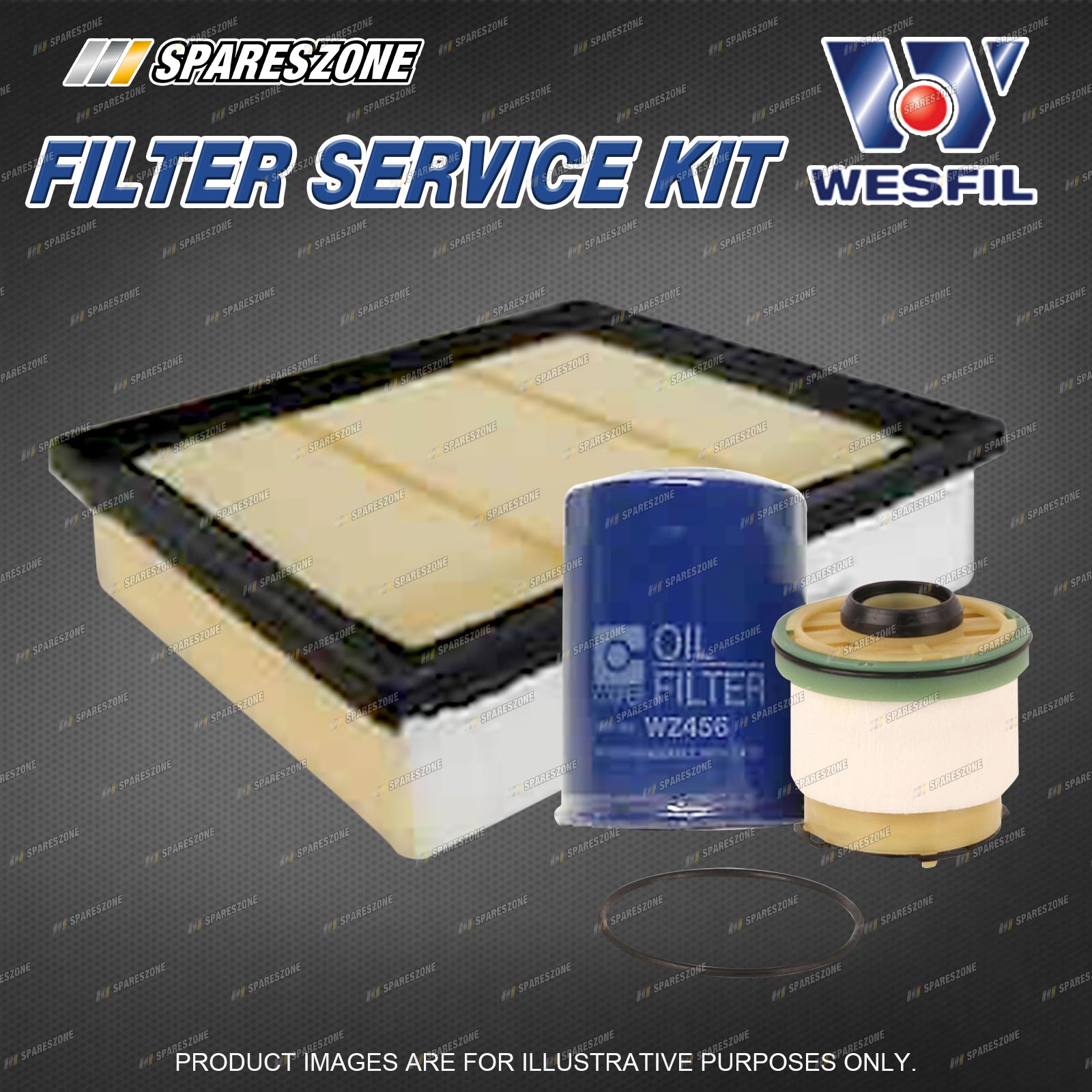 Wesfil Oil Air Fuel Filter Service Kit for Mitsubishi Triton 2.4L TD 01