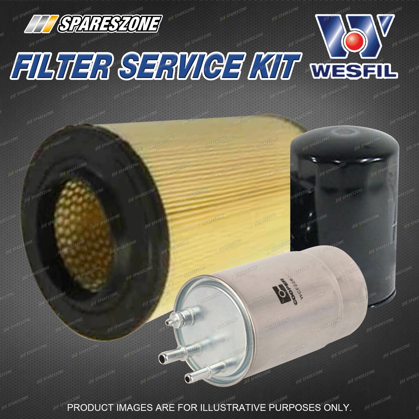 Wesfil Oil Air Fuel Filter Service Kit for Fiat Ducato 2007 3.0L JTD 12