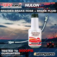 Front Braided LH Brake Hose + Nulon Fluid for Toyota Landcruiser HZJ105 UZJ100
