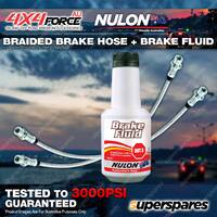 2 Fr Braided L+R Brake Hoses + Nulon Fluid for Landcruiser Prado KDJ120 KDJ150