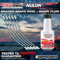 5 F+R Braided Brake Hoses + Nulon Fluid for Toyota Landcruiser VDJ76 VDJ78 VDJ79