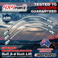 3x F + R Braided Brake Hoses for Toyota Hilux LN106 RN105 YN106 88-95 3"-4" Lift