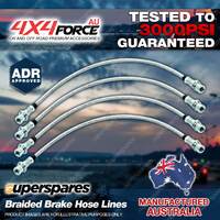 4x Front + Rear Braided Brake Hoses Lines for Toyota Landcruiser FZJ100 HDJ100