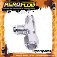 Aeroflow -16AN Tee Coupling Pipe Fitting Female Nut On Run Silver Finish