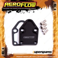 Aeroflow Brand Billet Fuel Pump Block-Off Plate - Black Suit SB Chevy