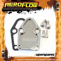 Aeroflow Brand Billet Fuel Pump Block-Off Plate - Chrome Suit SB Chevy