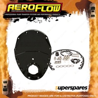 Aeroflow 2-Piece Billet Aluminium Timing Cover Black for SB Chev And 90 Deg V6
