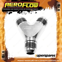 Aeroflow Brand Y-Block Inlet/Outlets 1 x -12 2 x -10 AN Silver Finish