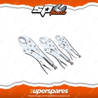888 Series 3Pcs Locking Plier Set - Non-slip Curved Jaw 150mm 200mm 250mm