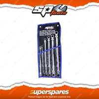 SP Tools 6Pcs Flex Head Double Gear Drive Ring Spanner Set - Extra Long Metric
