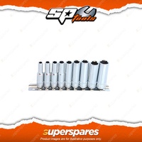 SP Tools 9Pcs 1/4" Drive Deep Socket Rail Set - 6 Point SAE Chrome Vanadium
