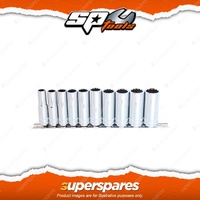 SP Tools 10Pcs 1/4" Drive Deep Socket Rail Set - 12 Point Metric Cr-V Steel