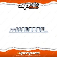 SP Tools 10Pcs 3/8" Drive Stubby Socket Rail Set - 6 Point Metric Cr-V Steel