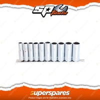 SP Tools 10Pcs 3/8" Drive Deep Socket Rail Set - 12 Point Metric Cr-V Steel