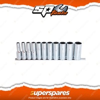 SP Tools 11Pcs 1/2" Drive Deep Socket Rail Set - 12 Point SAE Cr-V Steel