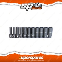 SP Tools 11Pcs 1/2" Drive Deep Impact Socket Rail Set - 6 Point SAE Cr-Mo Steel