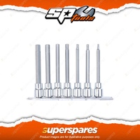 SP Tools 7Pcs 3/8" Drive Inhex Deep Socket Rail Set - SAE Long Inhex Bits