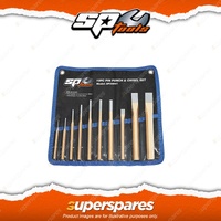 SP Tools 10Pcs Pin Punches & Cold Chisels Set - Hexagonal Shank Cr-Mo Steel