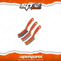 SP Tools 3Pcs 230mm Wire Brush Set - Carbon Stainless Steel Brass Brush Bristled