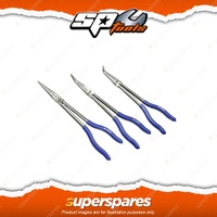 SP Tools 3Pcs 275mm Long Handle Plier Set - Straight 45 Degree 90 Degree
