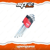 SP Tools 9Pcs Ball Drive Hex Key Set - Stubby SAE Colour Coded Cr-V Steel