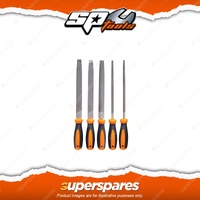 SP Tools 5Pcs 254mm File Set - Flat Millsaw Square Round Bastard Half-Round Cut