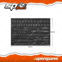 SP Tools 84Pcs EVA Foam Tool Storage Only - Metric/SAE Sockets 435mm x 660mm
