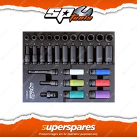 SP Tools 31 Pcs EVA Foam Tray Tool Kit - 1/2" Dr Impact Socket Accessory Metric
