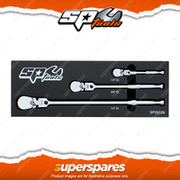 SP Tools 3 Pcs 1/4" 3/8" 1/2" Drive Sealed Flex Head Ratchet Set - Multi-Drive