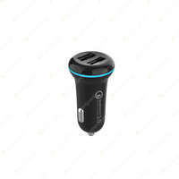 Aerpro QC3.0 Dual USB In-Car Charger - Plugs Into Vehicle Accessory Socket