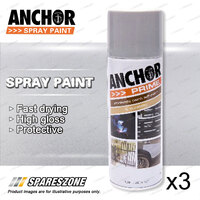 3 x Anchor Primer Silver Lacquer Spray Paint 300 Gram Versatile Aerosol Coating