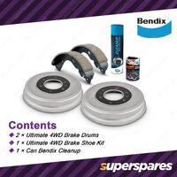 Bendix Rear Ultimate 4WD Brake Drum Upgrade Kit for Ford Ranger PJ PK 3.0L 115kW