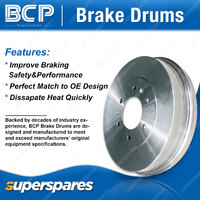 Rear BCP Brake Drums + Bosch Brake Shoes for Holden Jackaroo UBS 52 55 16 17