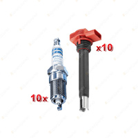 Bosch 10 Spark Plugs+10 Ignition Coils for Audi RS6 C6 4F 5.0L BUH V10 40V 08-10